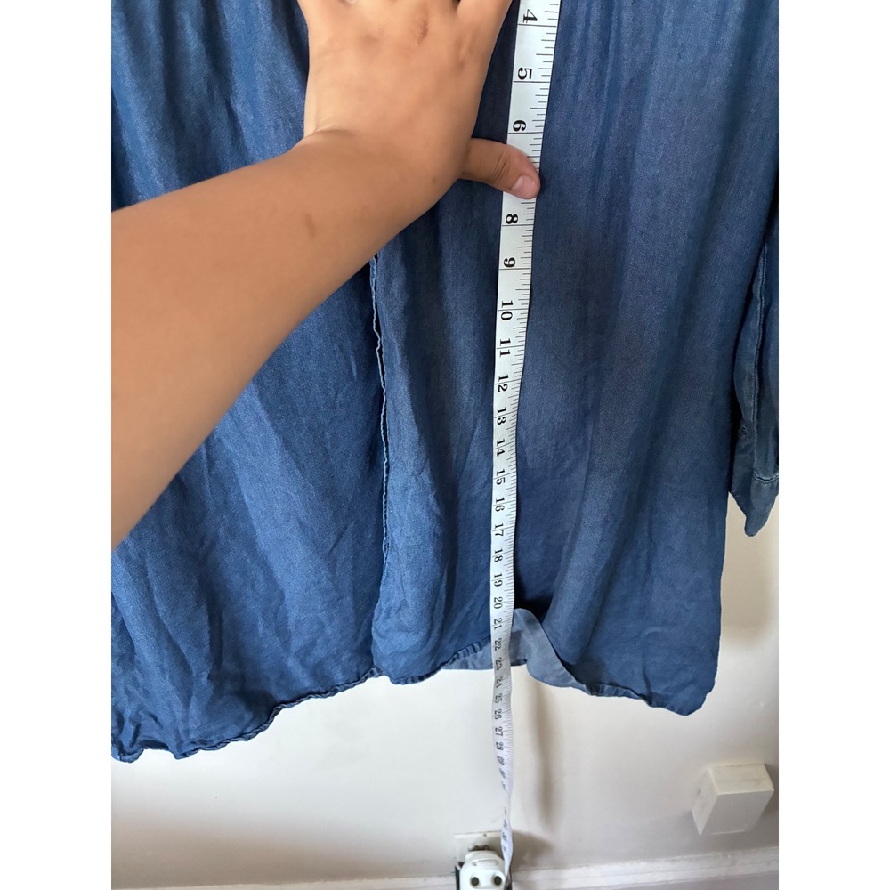 Time and Tru Blue Lyocell Denim Babydoll Shirt Dress XL 16-18 Long Sleeve Casual - Picture 5 of 7